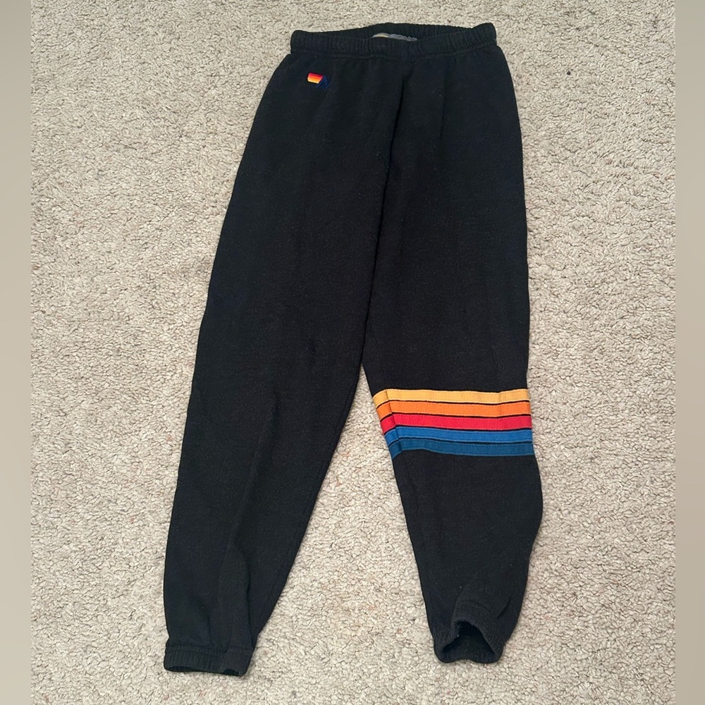 Aviator Nation Charcoal Gray Sweatpants with Rainbow Accents